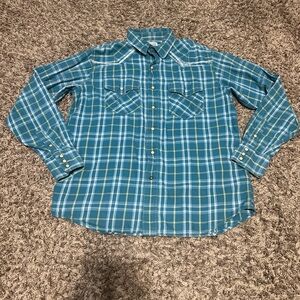 Ariat Women’s westerns shirt Teal Plaid Women’s Button Down Shirt size L